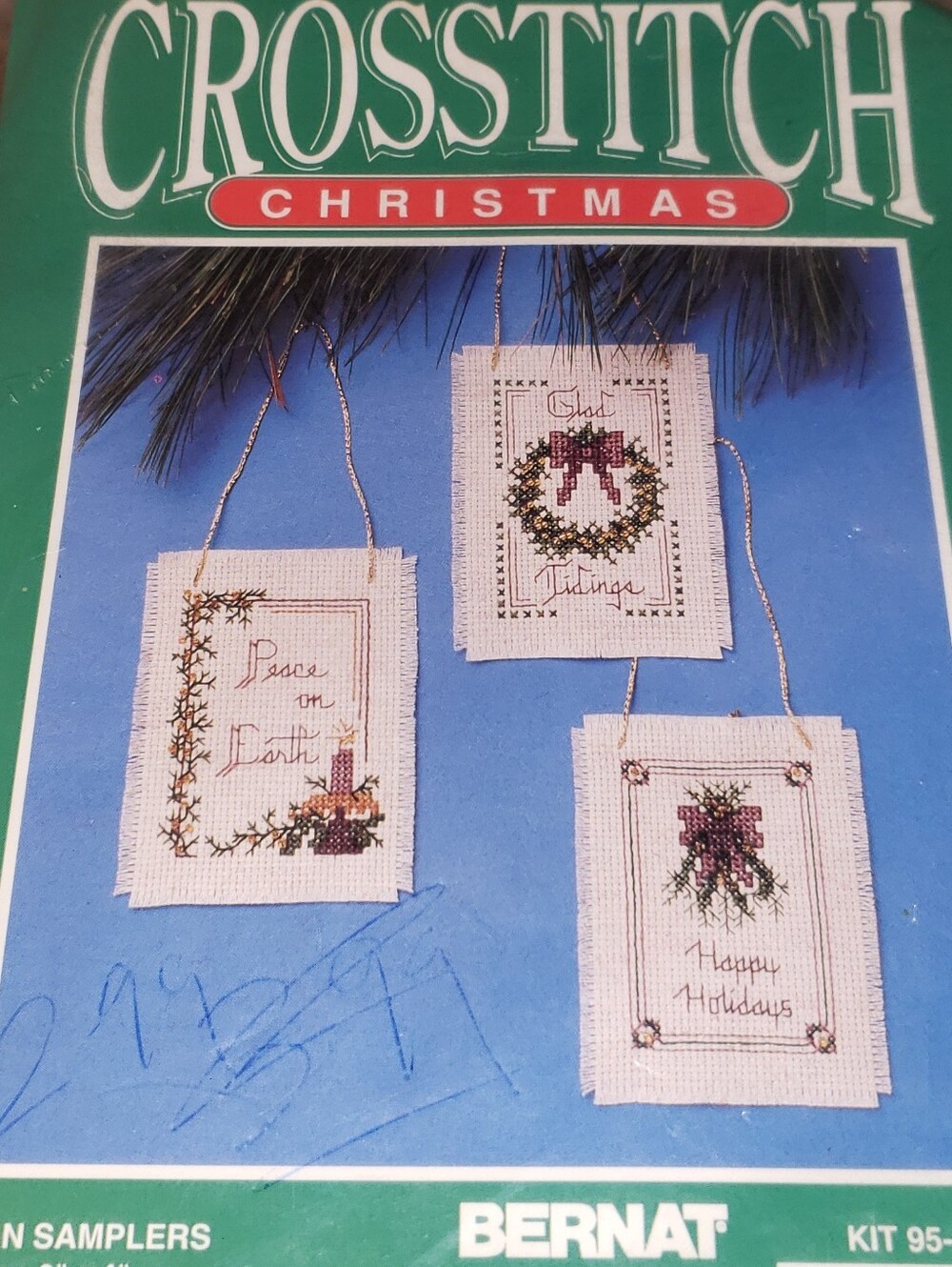 Vintage Bernat Cross-Stitch Christmas "Victorian Samplers" Ornament Kit